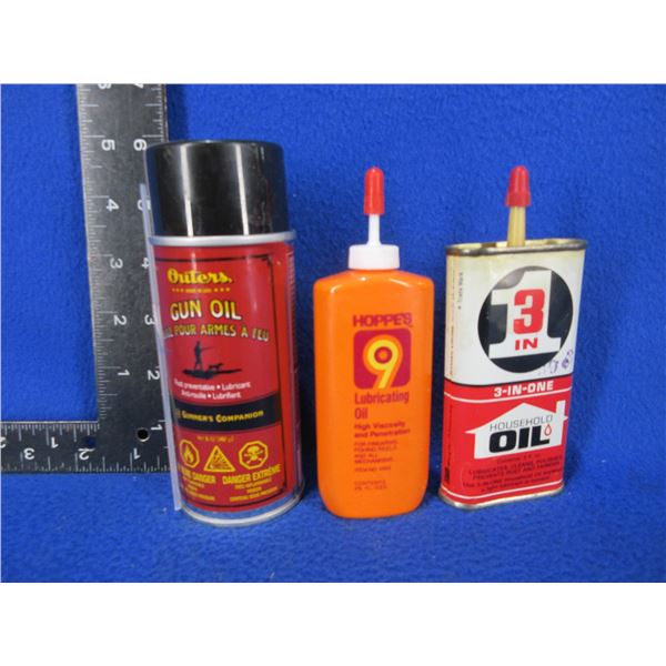 Outers Gun Oil, Hoppe's 9 Lubricating Oil and 3 in 1 Oil