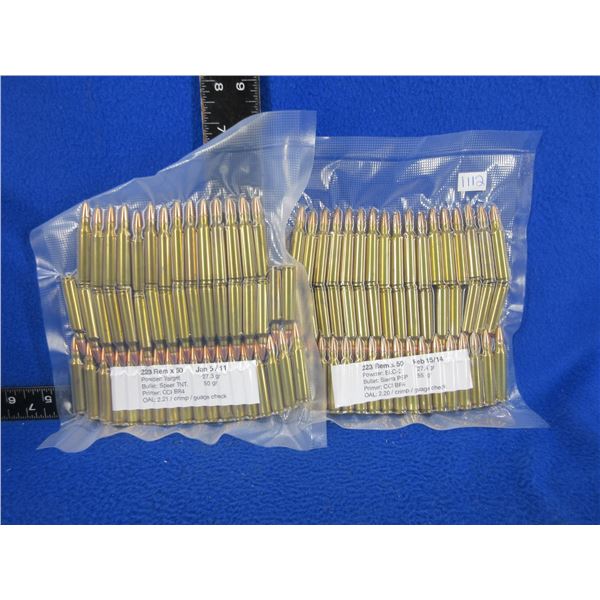 223 Rem. Reloads - Lot of 100 (Pick Up Only) - Sold as Components