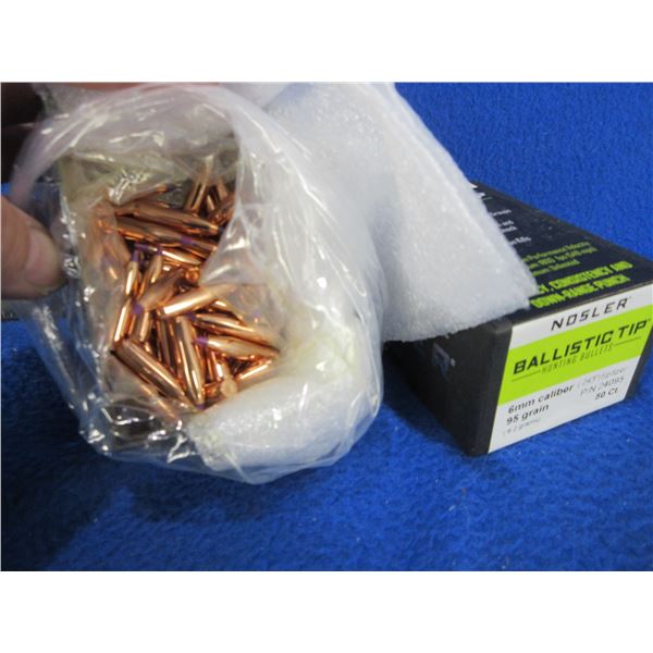 6MM .243" 95gr Spitzer Ballistic Tip Nosler Bullets - 2 Boxes of 50
