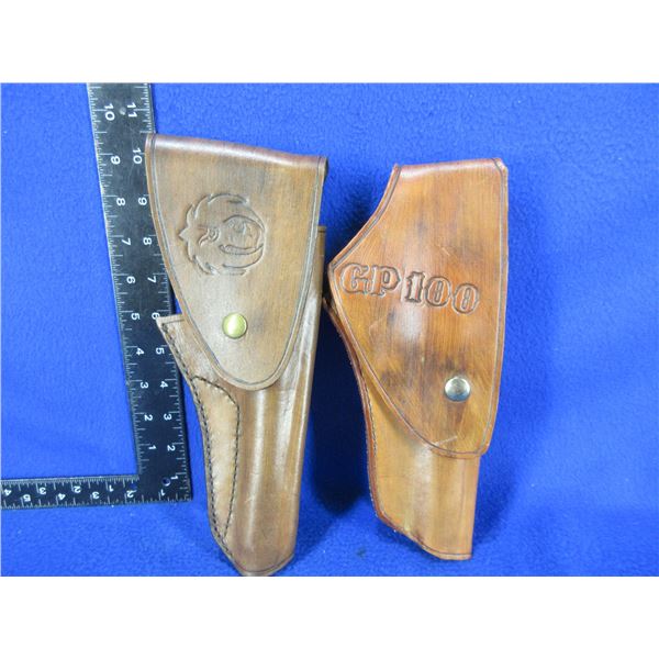 2 Leather Holsters - Right Hand - Marked Ruger and GP 100