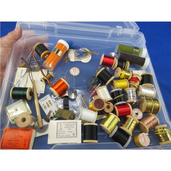 Lot of Misc. Fly Tying - Thread, Mustad Hooks, Poly Fuzz, Hackle Guards, Etc.