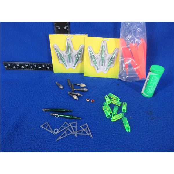 Lot of Misc. Archery - Broadheads, Bowstring Wax, Field Points, Vanes, Nocks, Etc.