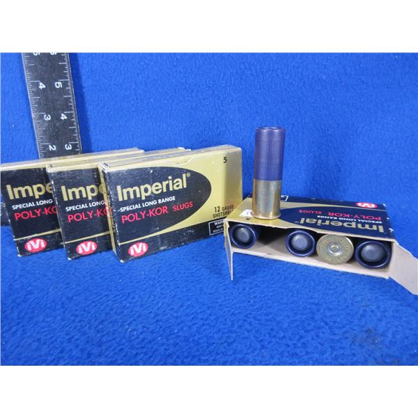 12 Ga. 2 3/4" 7/8 oz Poly-Kor Slugs Imperial Shotshells (Pick Up Only) - 4 Boxes of 5