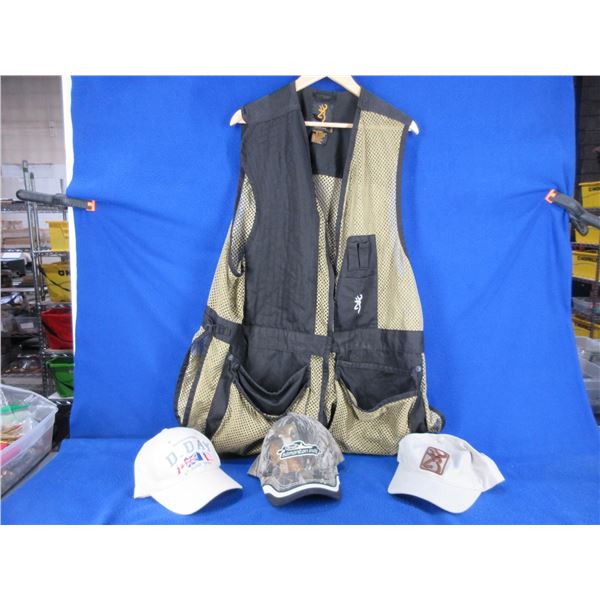 Browning Mesh Vest Size 2XL & 3 Caps (Browning, Edmonton Indy, Normandy D-Day)