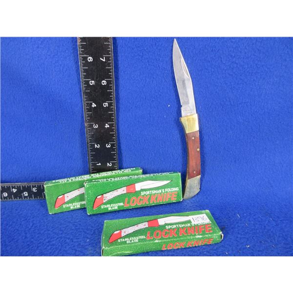 3 Sportsman's Folding Lock Blade Knives - 3" Blade, 7 3/4" Overall Length