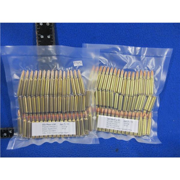 223 Rem. Reloads - Lot of 100 (Pick Up Only) - Sold as Components