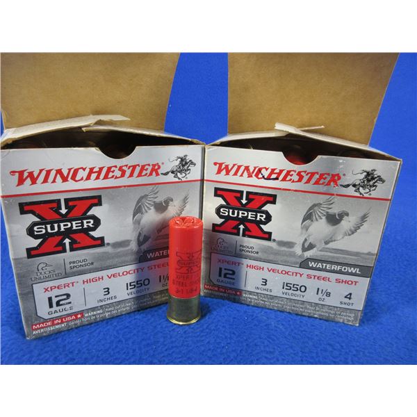 12 Ga. 3" 4 Shot HV Steel Winchester Shotshells - 2 Boxes of 25 (Pick Up Only)