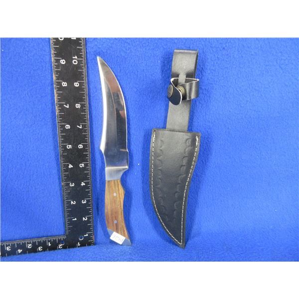 Bell Fixed Blade Knife with Leather Sheath - 5" Blade, 10" Overall Length