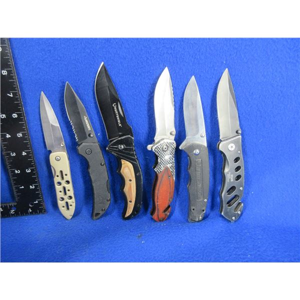 6 Assorted Folding Lock Blade Clip Knives