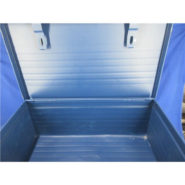 Large Blue Metal Storage Trunk with Hinged Lid - 28" x 15" x 11 1/2" High
