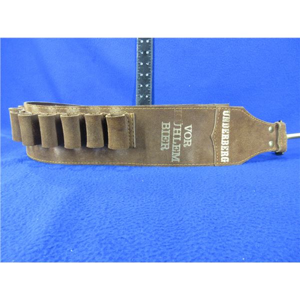 Vintage Underberg Beer Bitter Bottle Leather Belt - Fits 12 Gauge Shotshells