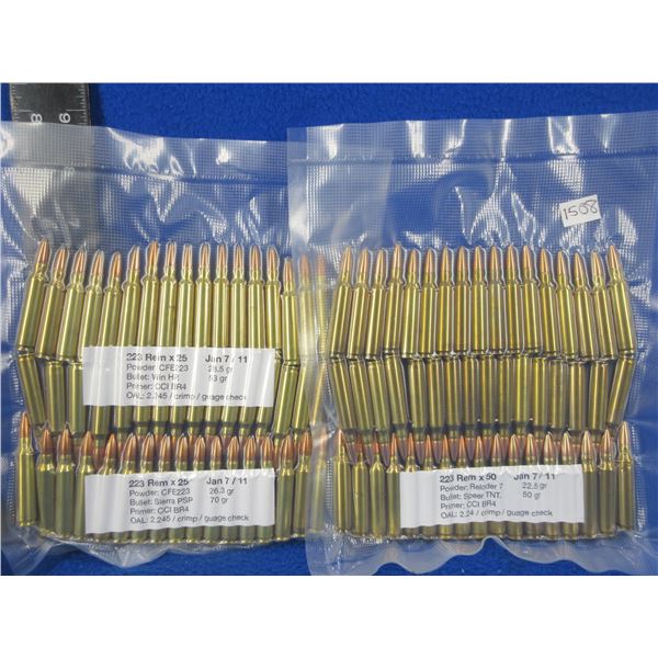 223 Rem. Reloads - Lot of 100 (Pick Up Only) - Sold as Components