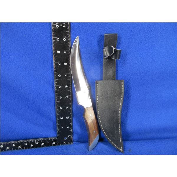 Bell Fixed Blade Knife with Leather Sheath - 5" Blade, 10" Overall Length