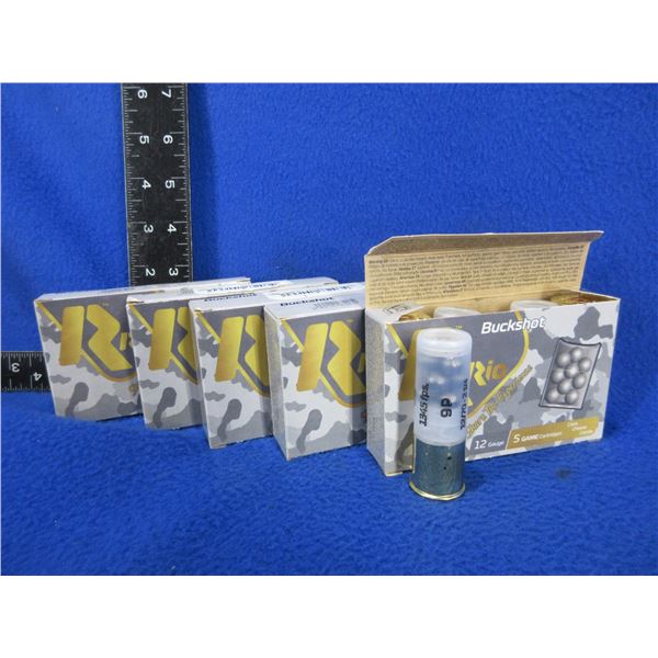 12 Ga. 2 3/4" 9P Buckshot Rio Shotshells - 5 Boxes of 5 (Pick Up Only)