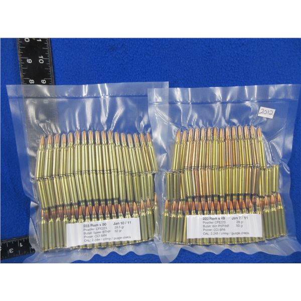 223 Rem. Reloads - Lot of 99 (Pick Up Only) - Sold as Components