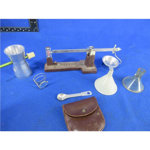 Redding Scale, RCBS Powder Trickler, Funnels, Pouch, Magnifying Glass