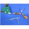 Image 1 : Vintage Camping Knife with Utensils, Corkscrew Knife & 3 Pins (Elks & Moose)