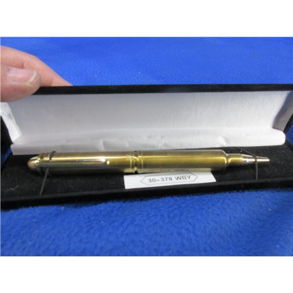 30-378 Weatherby Pen Made with 30-378 Wby Brass in Display Case
