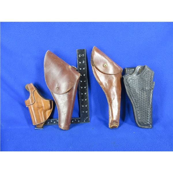 4 Leather Right Hand Holsters - Bianchi 13, Northern Plains & 2 Others (1 is Damaged)