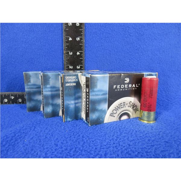 12 Ga. 2 3/4" 00 Buck Federal Shotshells - 4 Boxes of 5 (Pick Up Only)