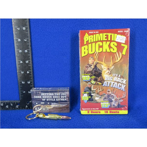 Lot of Misc. - Schrade Old Timer Playing Cards, Bullet Key Chain Bottle Opener, VHS