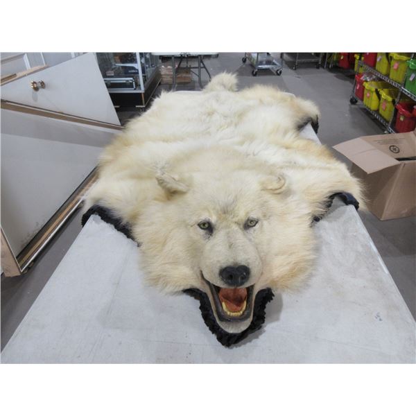 Large White Wolf Rug - Head to Tail 72", Front Paw to Front Paw 72"
