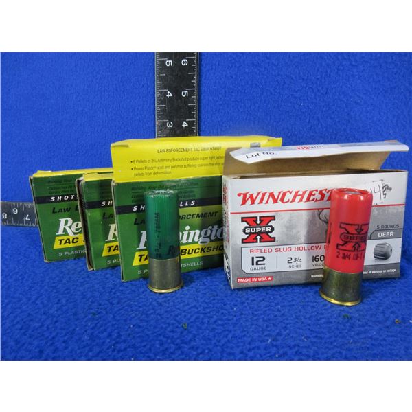 12 Ga. 2 3/4" Shotshells (Pick Up Only) - 3 Boxes of 5 (Rem.), Box of 5 (Win.)