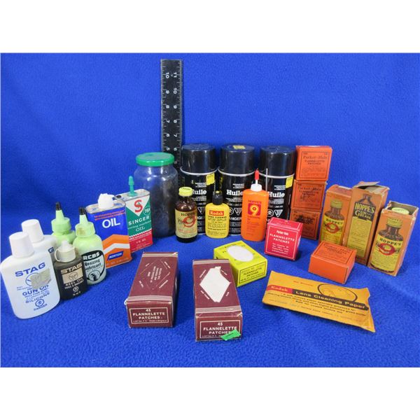 Lot of Misc. - Browning Oil, Patches, Lube, Hoppe's Solvent, Gun Grease, Etc.