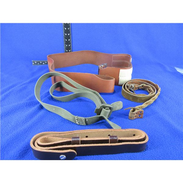 Longhorn XL Leather Belt, 2 Leather Slings & Web Strap