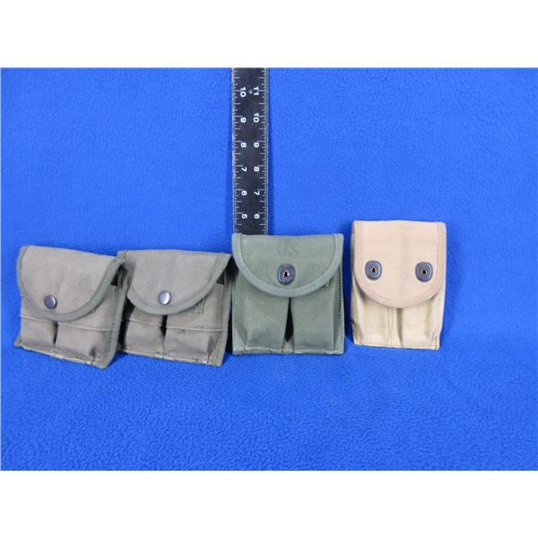 3 US Army M1 Carbine Canvas Magazine Pouches & Colt 1911 Pouch