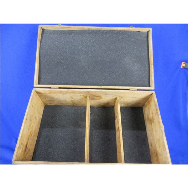 Vintage Wood Box with Padding & Leather Handles - 20 3/4" x 11 1/2" x 9"