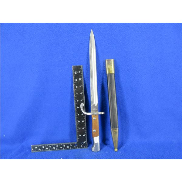 Brazilian Model 1908 Bayonet with Brass Mounted Scabbard - Ser. # 1137