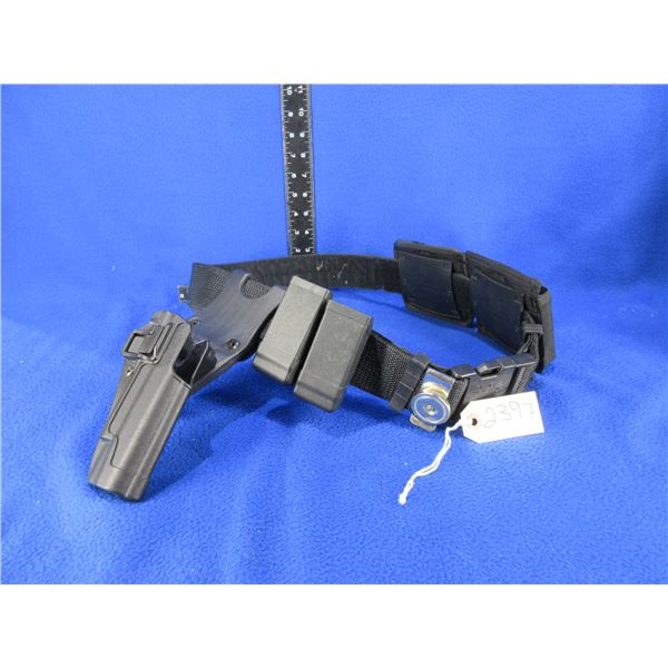 Duty Belt with Blackhawk Holster, Blackhawk & Sidekick Mag Pouches & Magnet