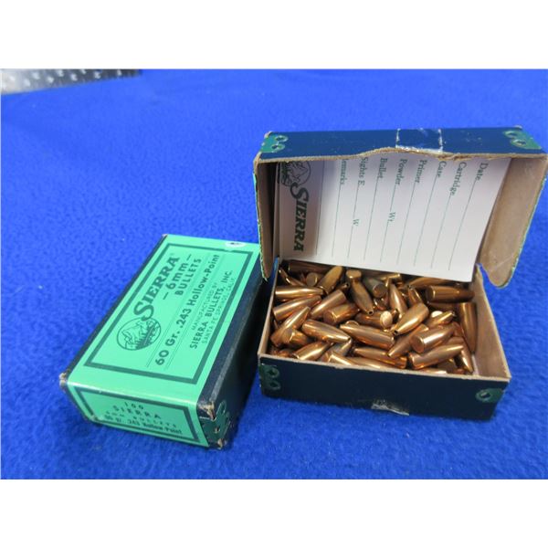 6MM .243" 60gr HP Sierra Bullets - 2 Boxes of 100
