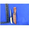 Image 1 : Fixed Blade Knife with Leather Sheath - 4 3/4" Blade, 8 1/2" Overall Length