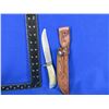 Image 2 : Fixed Blade Knife with Leather Sheath - 4 3/4" Blade, 8 1/2" Overall Length