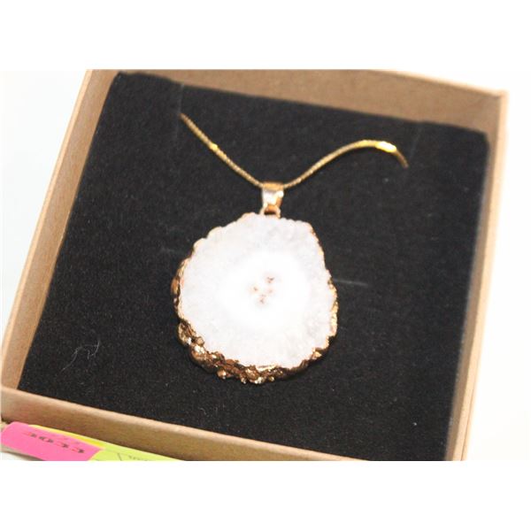 GP WHITE SOLAR QUARTZ SLICED PENDANT
