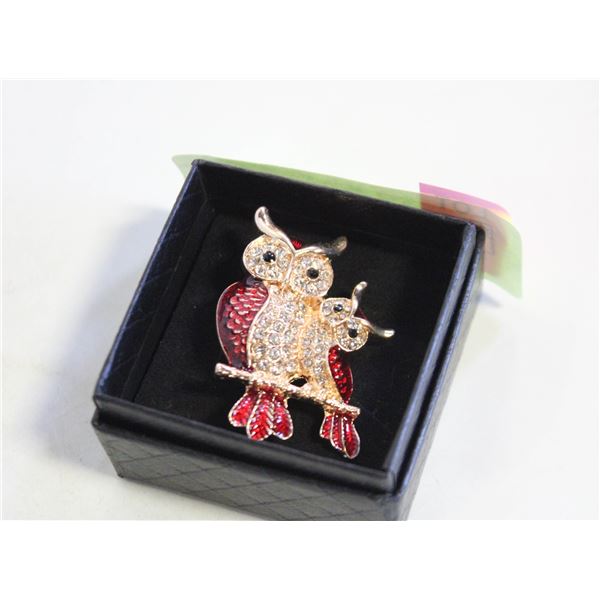 MOTHER & BABY OWL BROOCH