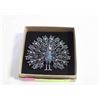Image 1 : IRIDESCENT GREEN CRYSTAL PEACOCK BROOCH
