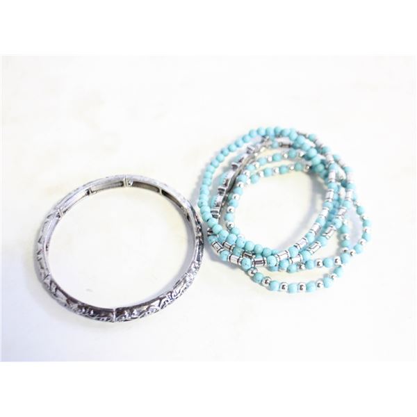 STACKABLE TURQ. BEAD BRAC. SET WESTERN