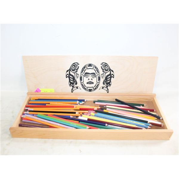 INDIGENOUS SALMON WOOD BOX FULL OF