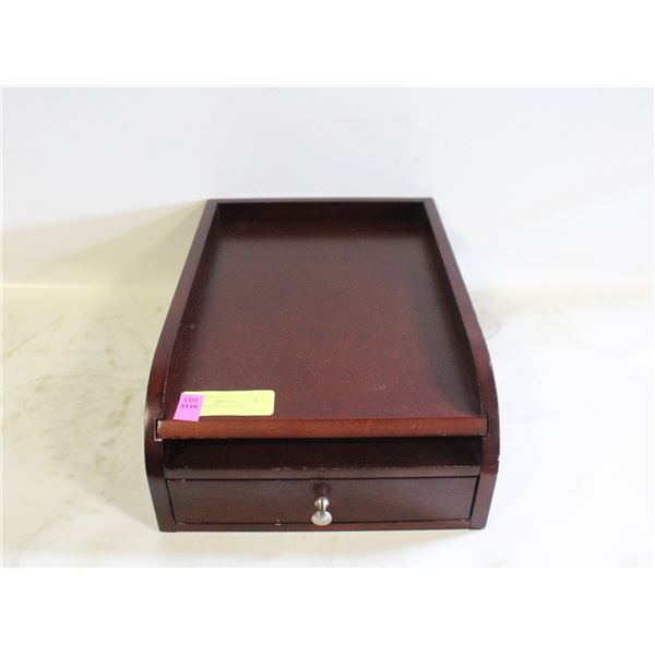 MAHOGANY WOOD DESK ORGANIZER