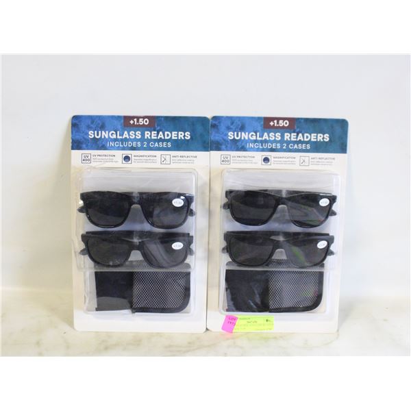 2 SETS OF NEW SUNGLASS READERS 2 PACK +1.50