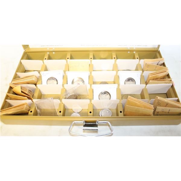 LARGE COIN HOLDER. SOME COINS