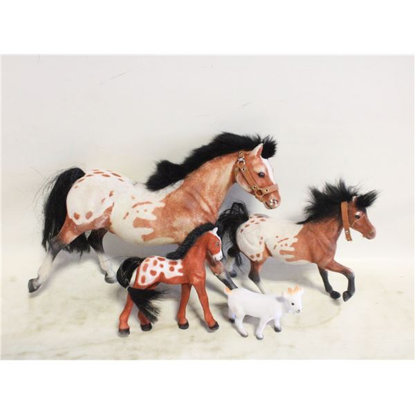 4 VINTAGE VELVET HORSES/GOAT
