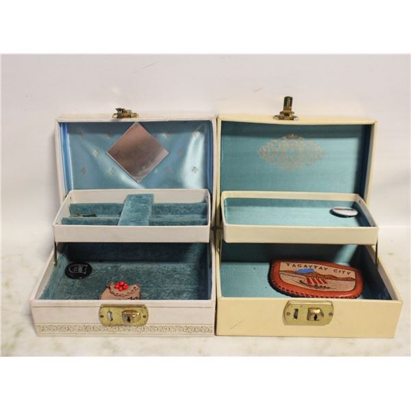 PAIR OF VINTAGE JEWELRY BOXES (WITH KEY