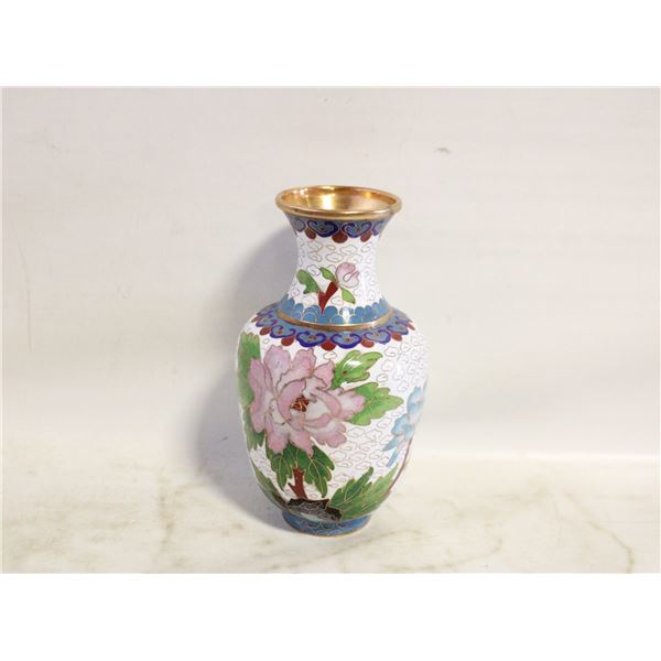 CLOISONNE PEONY VASE 6"