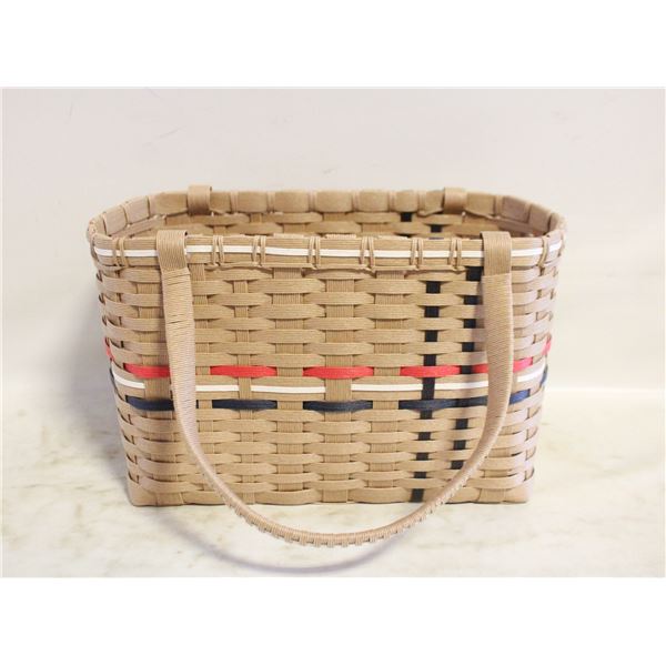 VINTAGE SPLINT WEAVE 13" TOTE BASKET