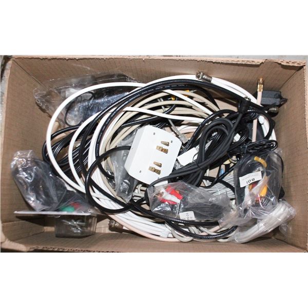 AUDIO/ELECTRIC CABLES- BOX LOT ASSORTED