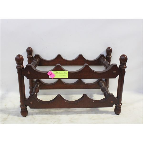 WOOD 6 BOTTLE WINE RACK- 15" X 8" X 9"